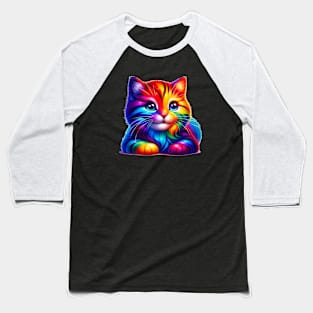 Colorful Rainbow Kitten Mosaic Art Baseball T-Shirt